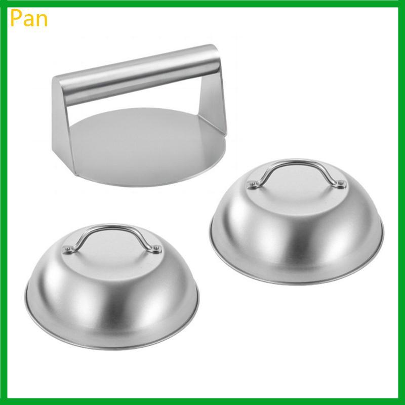 Conjunto Panelas 3 Prensas Para Hambúrguer, Ferramenta Grelhar, Prensa Patty, Tampa Derreter Queijo, Acessóri