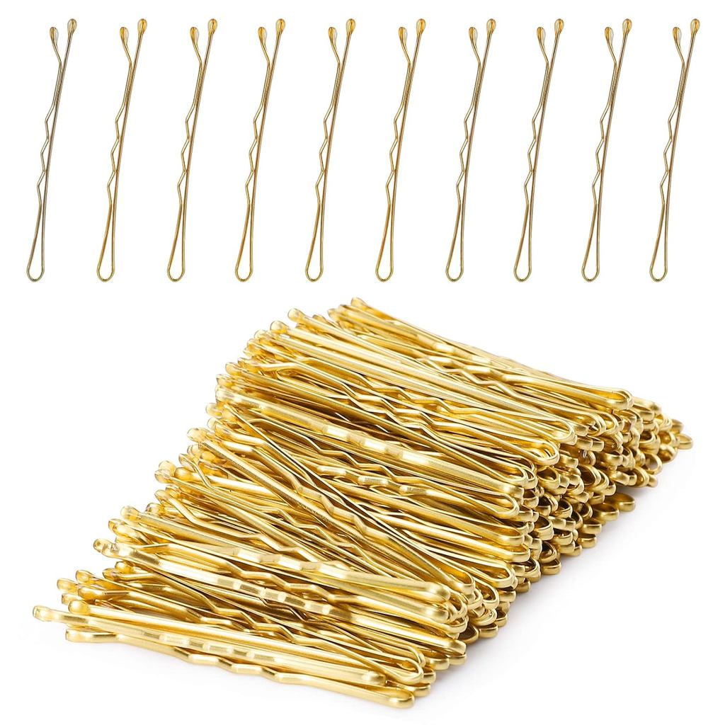 Bobby Pins, 200Count Blonde Hair Pins Hairpins with Box for Women Lady Girls Kids Hair Pin Invisible Wave Hairgrip Barre