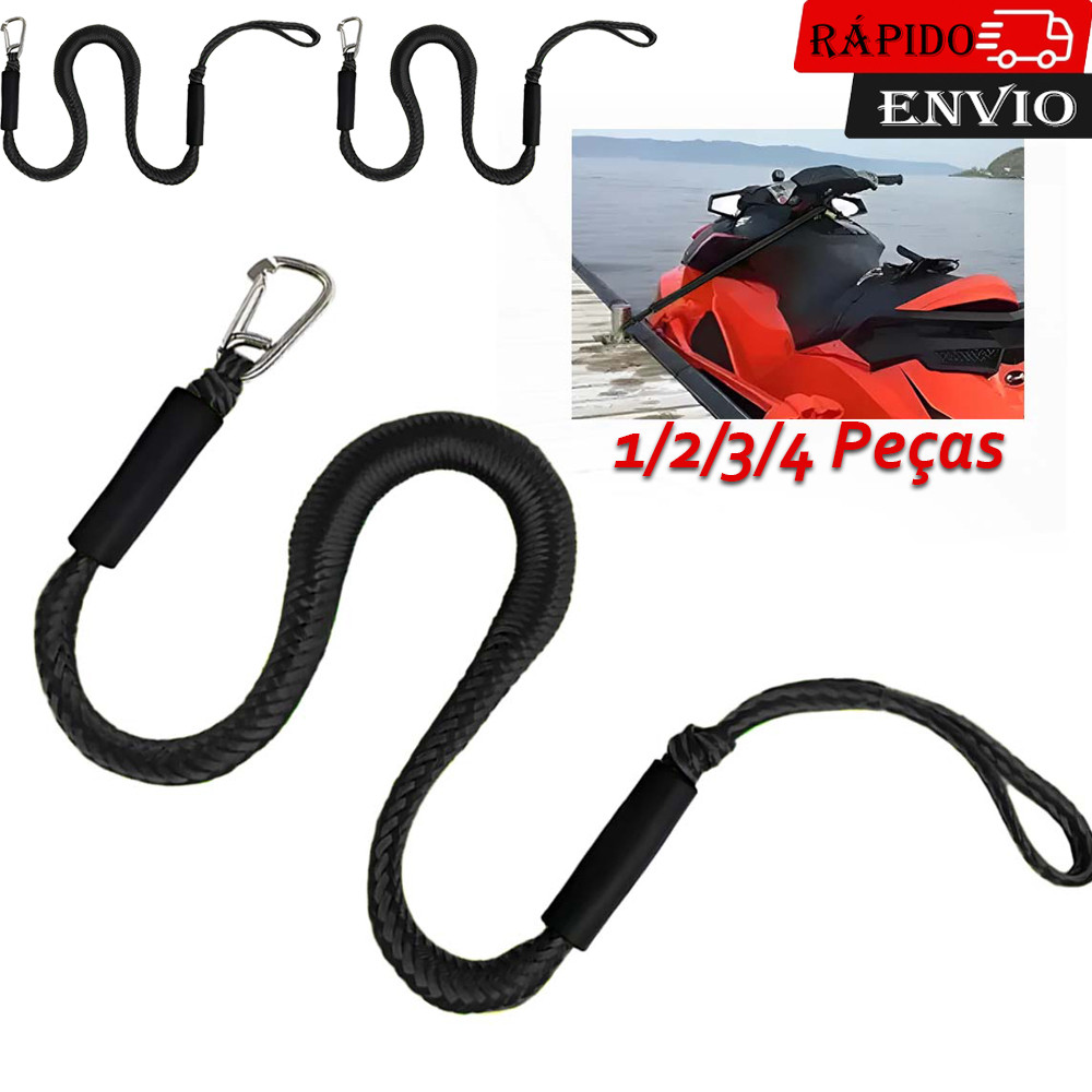 1-4pçs Preto Linhas de doca elástica para barco de Cordas ancoragem temporária pontão mar jet ski embarcação bote
