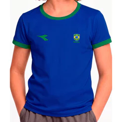 Camiseta Infantil Feminina Brasil Copa 2026 Futebol Campione Diadora Seleção Brasileira