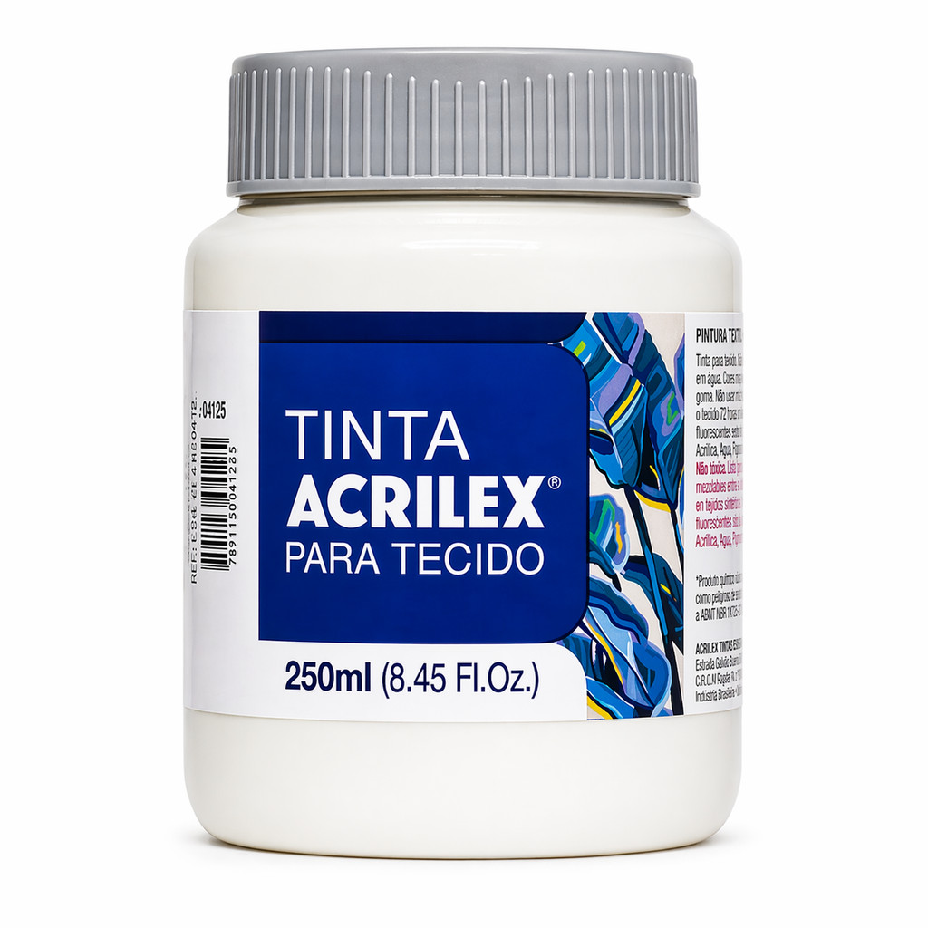 Tinta Acrilex para Tecido 250ml Branca Secagem Rápida Alta Cobertura