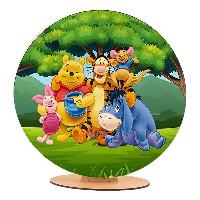 Capa Painel Redondo 50x50 Sublimado Tema Ursinho Pooh Mel