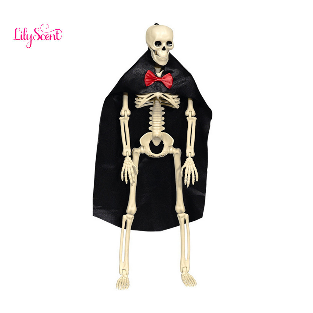 Jointed Skeleton Figure Halloween Couple Statue 15 Inch Bride Groom for Haunted House Decor Posable Wedding Ornament wit