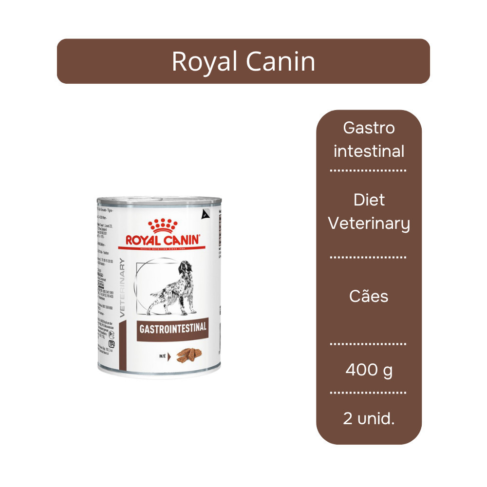 Ração Úmida Royal Canin Veterinary Diet Gastrointestinal para Cães Adultos 400g - 2 Unid.