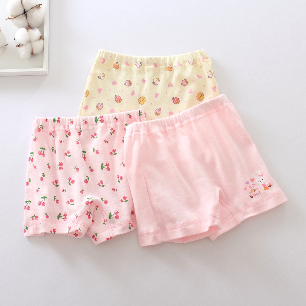 Cueca boxer japonesa de algodão para meninas, 3 peças, cueca boxer para bebês, calça infantil para casa