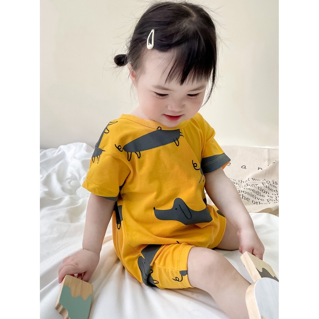 Bebê roupas de bebê verão estilo fino bebê menina puro algodão manga curta macacão Super elegante verão macacão bebê men