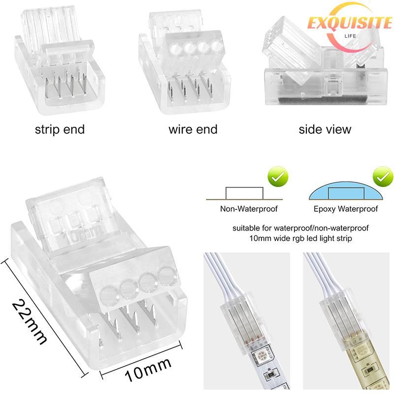 [EL-t] 5/10/15 Unidades Conectores De Tira LED RGB Sem Solda De 4 Pinos Adaptadores De 10 Mm Para Iluminação Tra Multico