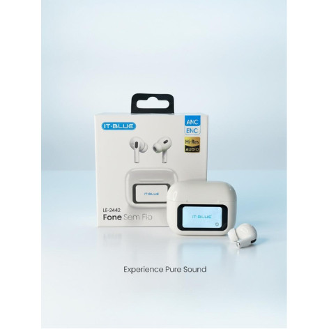 Fone Bluetooth IT-Blue LE-2442 Tela Touch ANC Hi-Res Som Premium Sem Fio
