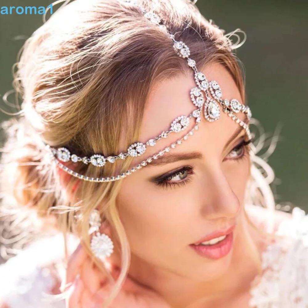 AROMA1 Cocar De Casamento Gota De Água Para Mulheres Elegante Festa De Luxo Cristal Enfeites De Testa