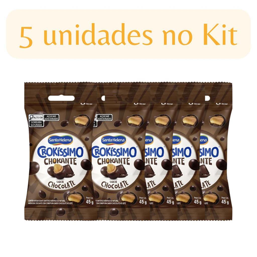 Kit 5un Amendoim Crocante Crokíssimo Chocolate 45g