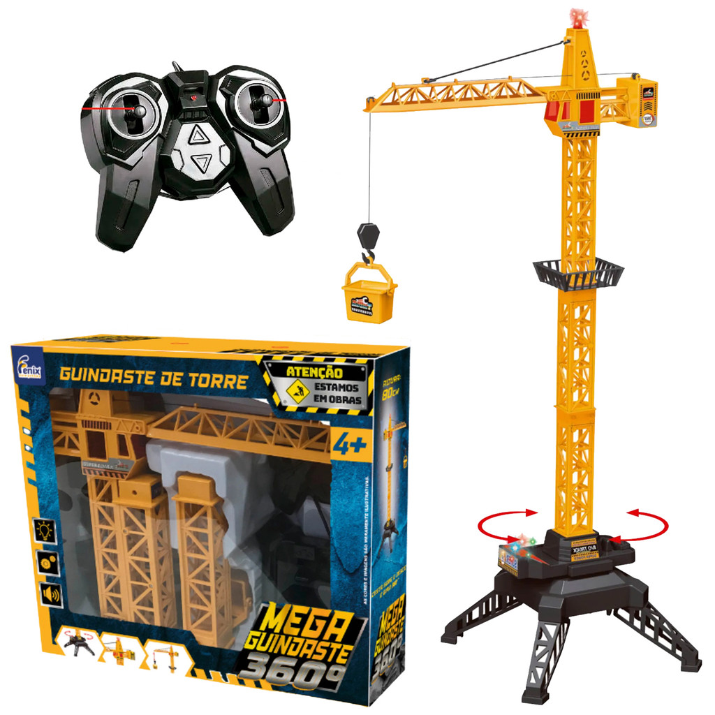 Torre Guindaste Grua De Controle Remoto 80 Cm Miniatura Construção Engenharia - Fênix Brinquedos