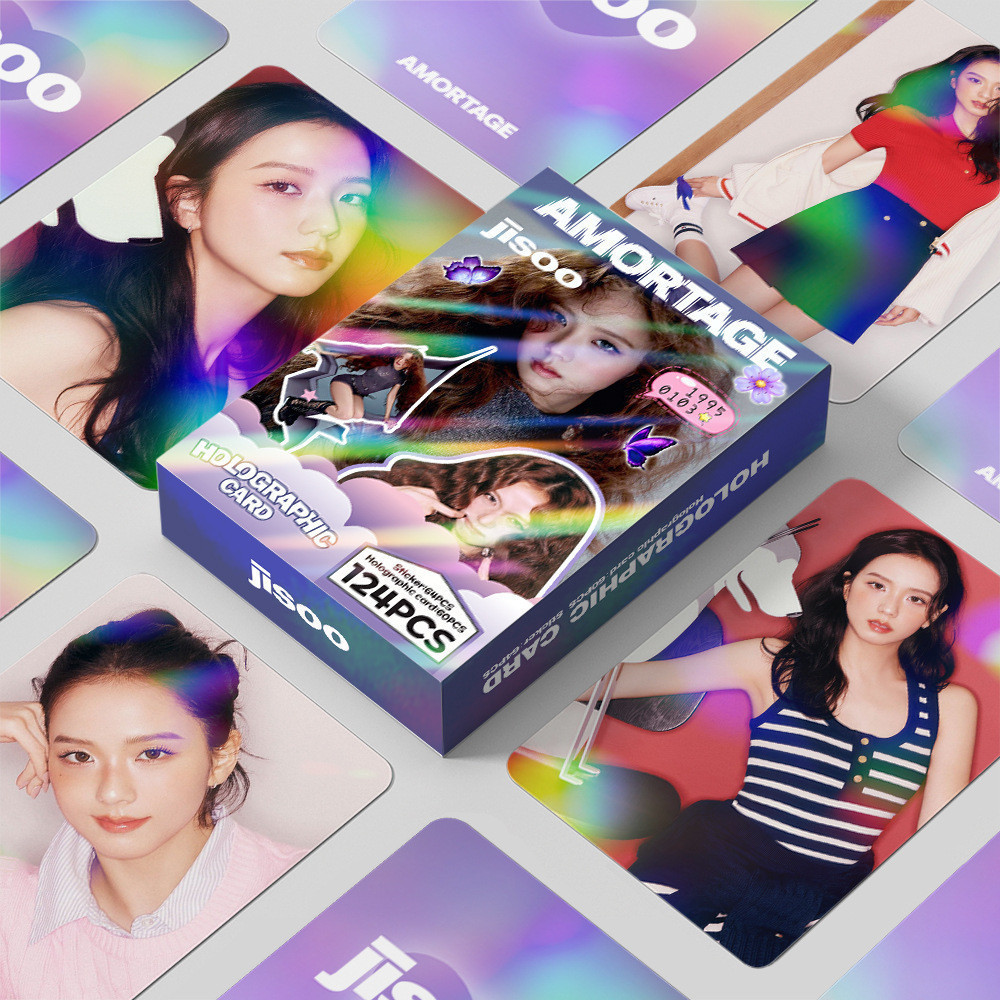 124 peças/conjunto de cartões fotográficos a laser do álbum BLACKPINK JISOO AMORTAGE para coleção de fãs de Kpop.