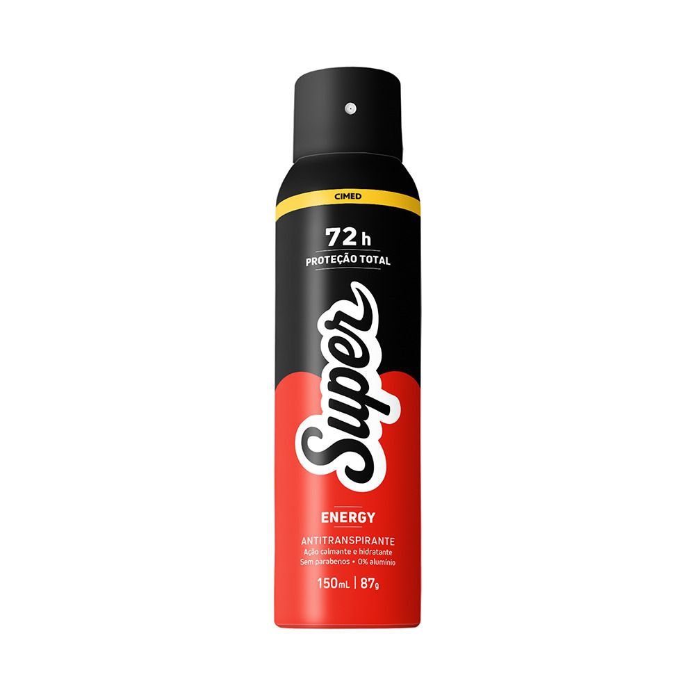 Desodorante Antitranspirante Aerossol 72h Super Energy Cimed 150ml