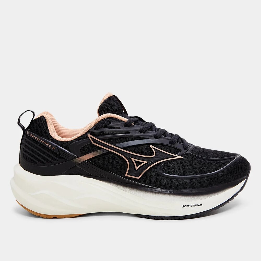 Tênis Mizuno Space 6 - Feminino - Preto-Rosa