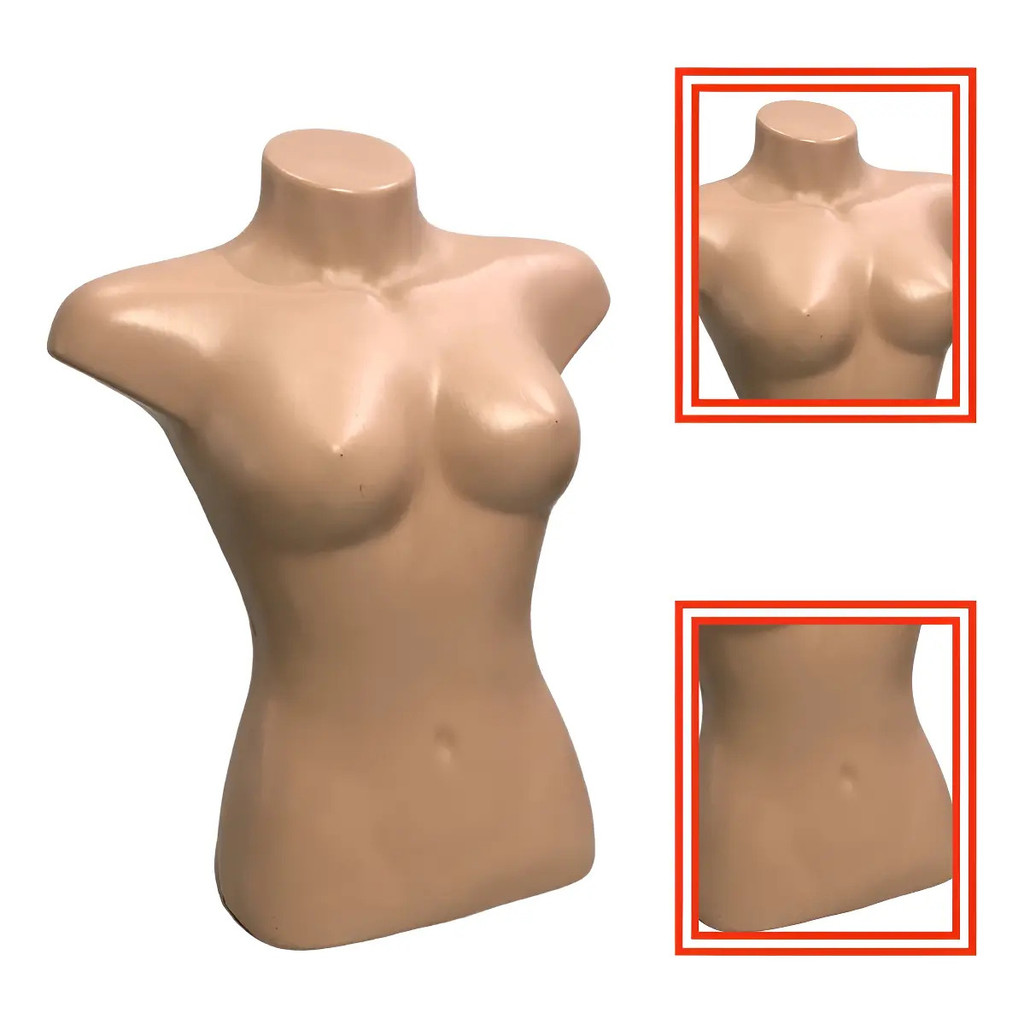 Busto Expositor Feminino Bege Manequim Moulagem Para Lojas
