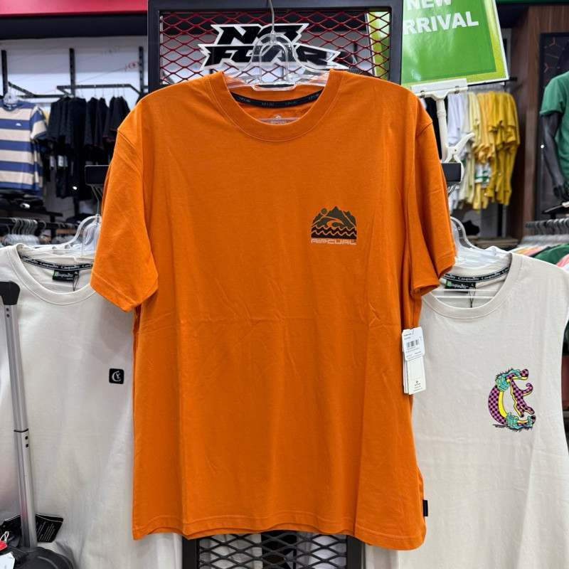 Venda Quente Rip Curl Laranja Surf Gráfico Camiseta Masculina E Feminina Vintage Woodcut Estilo Montanha & Onda Impressã