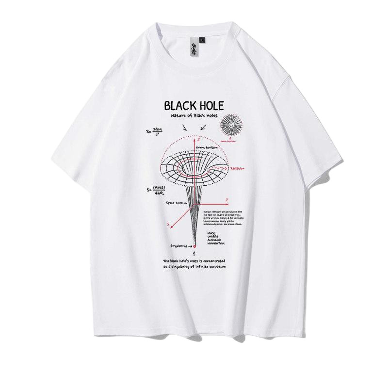 Diagrama De Buraco Preto T Camisa Ciência Astronomia Gráfico Streetwear Oversized Casual Topo Masculino W