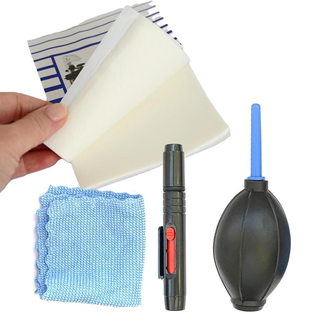 Kit Limpeza 4x1 Para Lente E Câmera Profissional Soprador Pincel Pano E Lenços 50fls
