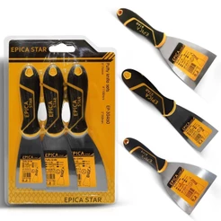 Kit 3 Espátulas de Pintura - Lâminas Polidas, Alça Antiderrapante para Reparos e Pintura