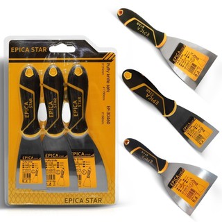Kit 3 Espátulas de Pintura - Lâminas Polidas, Alça Antiderrapante para Reparos e Pintura