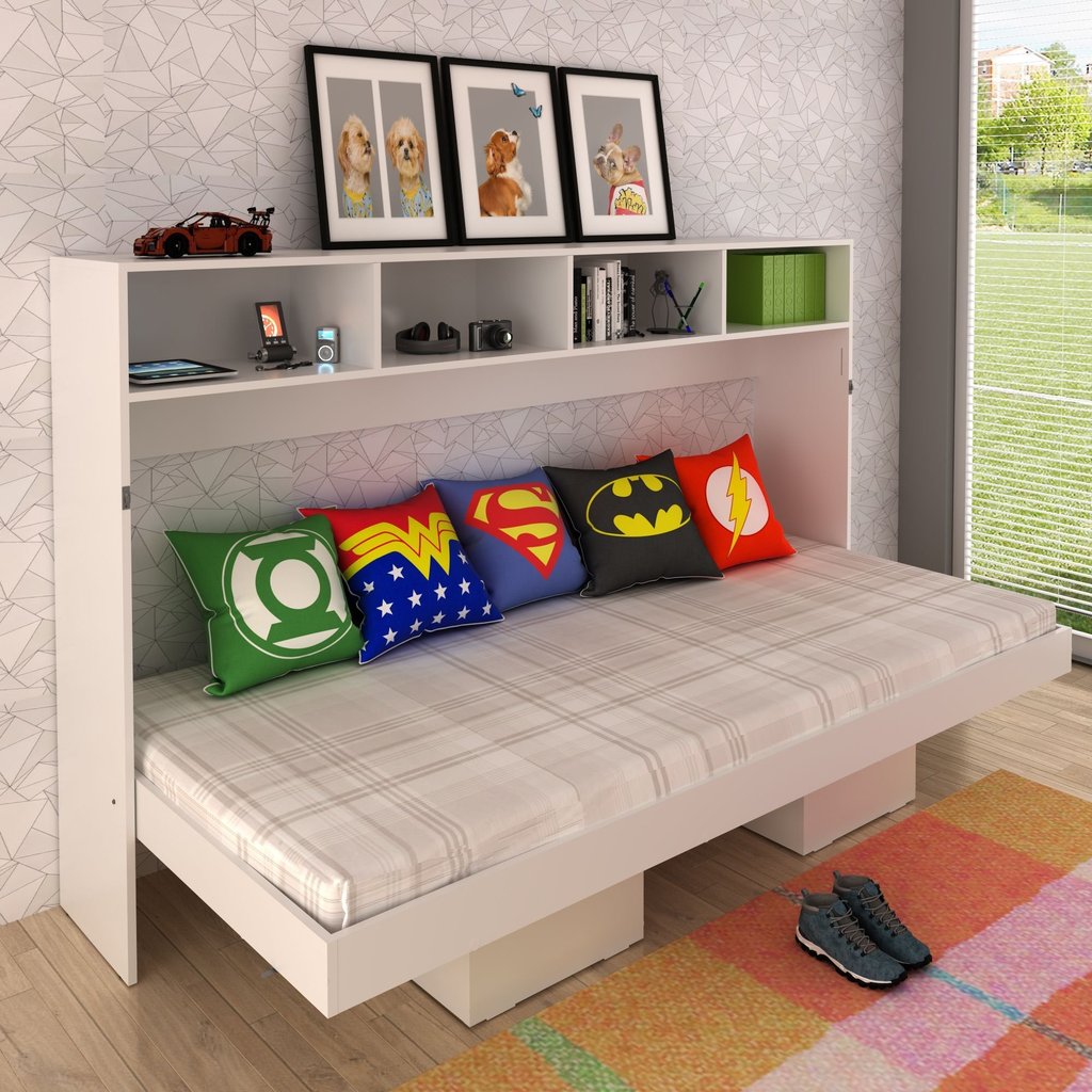 Cama Articulada Horizontal de Solteiro com 6 Nichos CM8020 Branco Branco