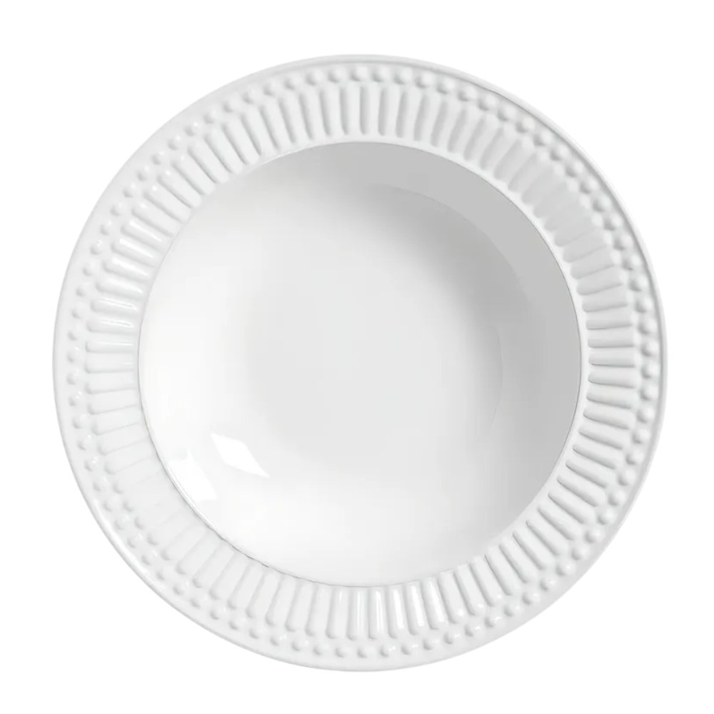 Jogo 6 Prato Fundo de Cerâmica Branco 22cm Porto Brasil Caldos Sopas Roma