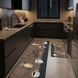 Jogo de 2 Tapetes de Cozinha Passadeira e Tapete Antiderrapante Emborrachada Resistente Q…