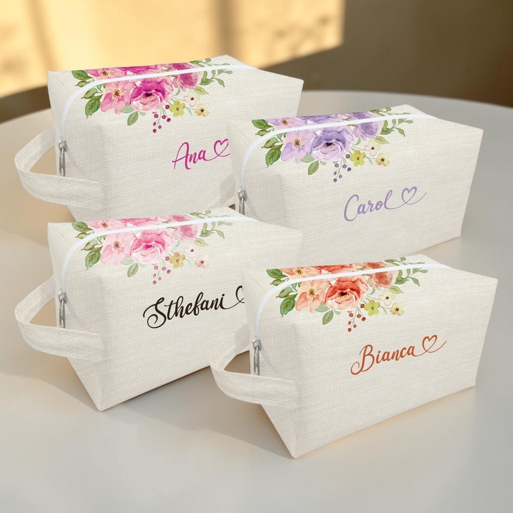 Necessaire Box Personalizada com Nome Casamento Madrinha Padrinho Debutante Aniversário 15 Anos Batizado Lembrancinha