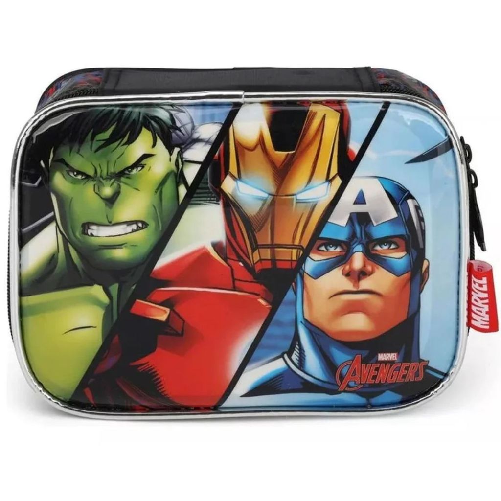 Estojo Box Escolar Infantil Hulk Iron Man Homem Ferro Vingadores Luxcel