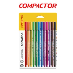 Kit 12 Canetas Coloridas Fineliner 0.4mm - COMPACTOR