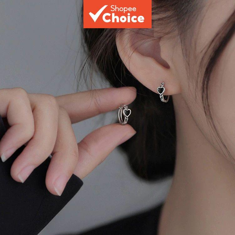 Novos brincos de zircônia em forma de coração, femininos, hipoalergênicos, brincos de aro fofos, conjunto de brincos
