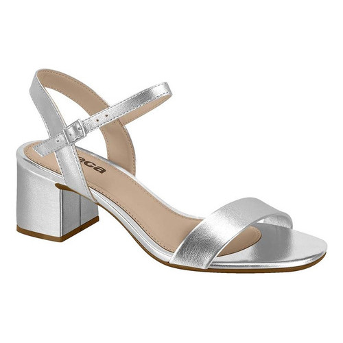 Sandalia Feminina Moleca Salto Grosso Medio Metalizada  Anatomica Confortavel Elegante Festa Leve