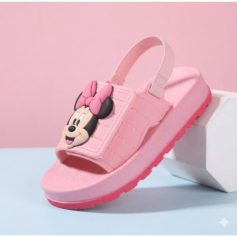 Sandália papete infantil feminina menina Minnie 3D elástico confortável leve lançamento