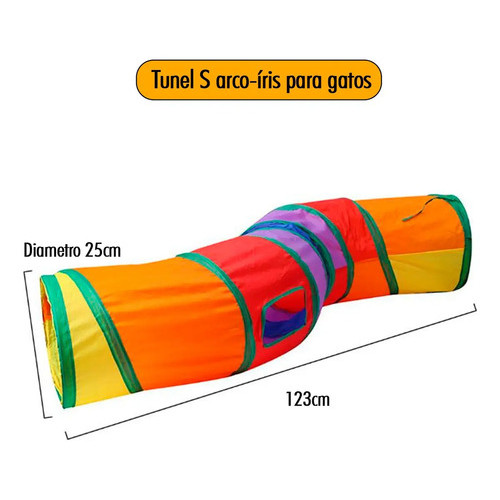 Túnel Labirinto Para Gatos Cães Interativo Cat Brinquedo Pet Cor Arco-íris S — imagem 2 de 2