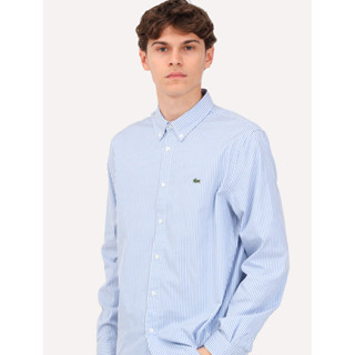 Camisa Lacoste Masculina Regular Striped Cotton Azul Claro/ Branca em Oferta na Shopee
