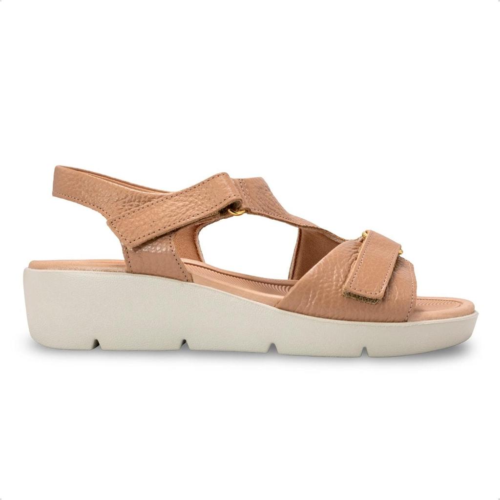 Sandália Usaflex Feminina Em Couro Plataforma Fecho-Flex AL4303