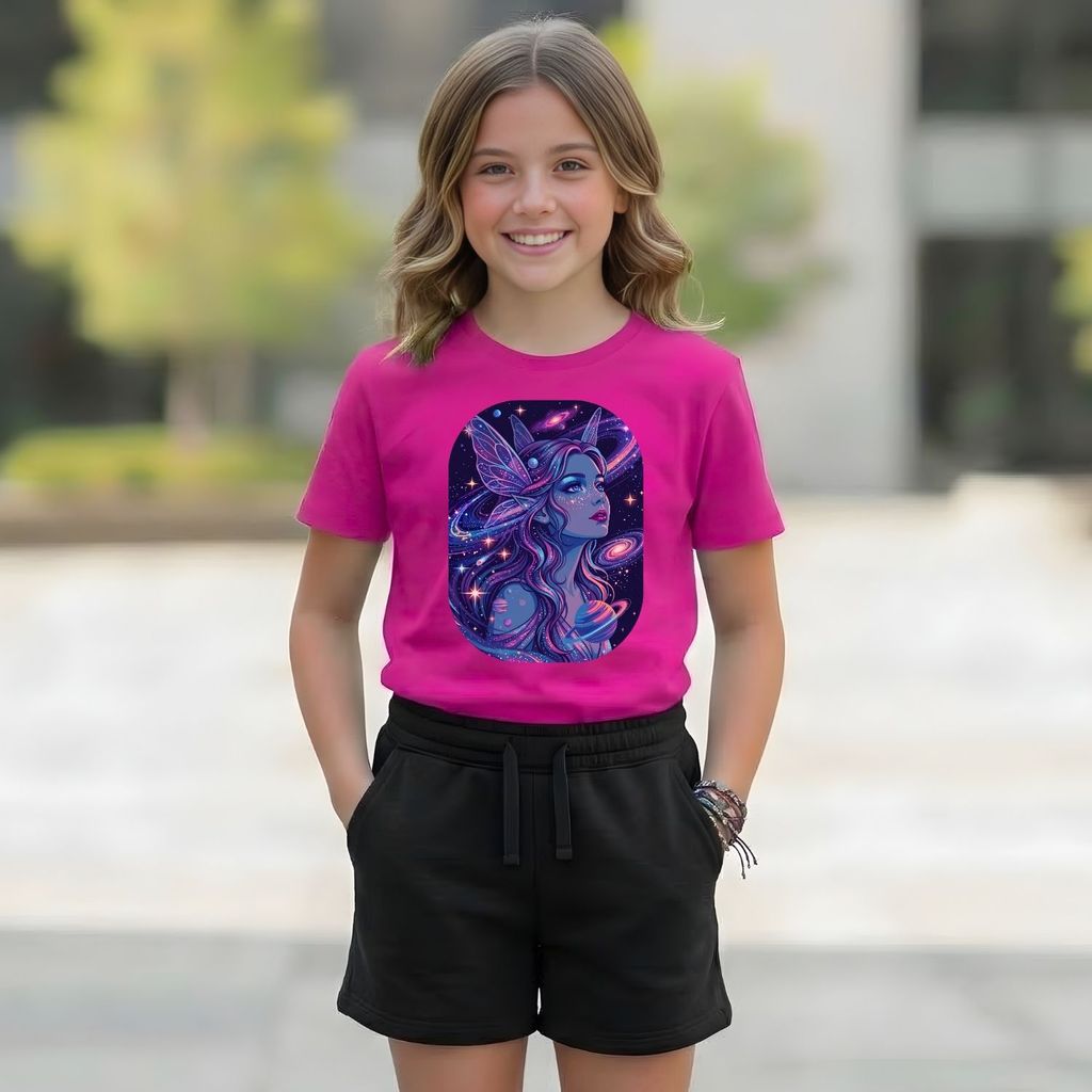 Conjunto Fada Espaço : Camiseta estampada Short Preto 100% Algodão Confort Premium Presente Criança Tendência 2026