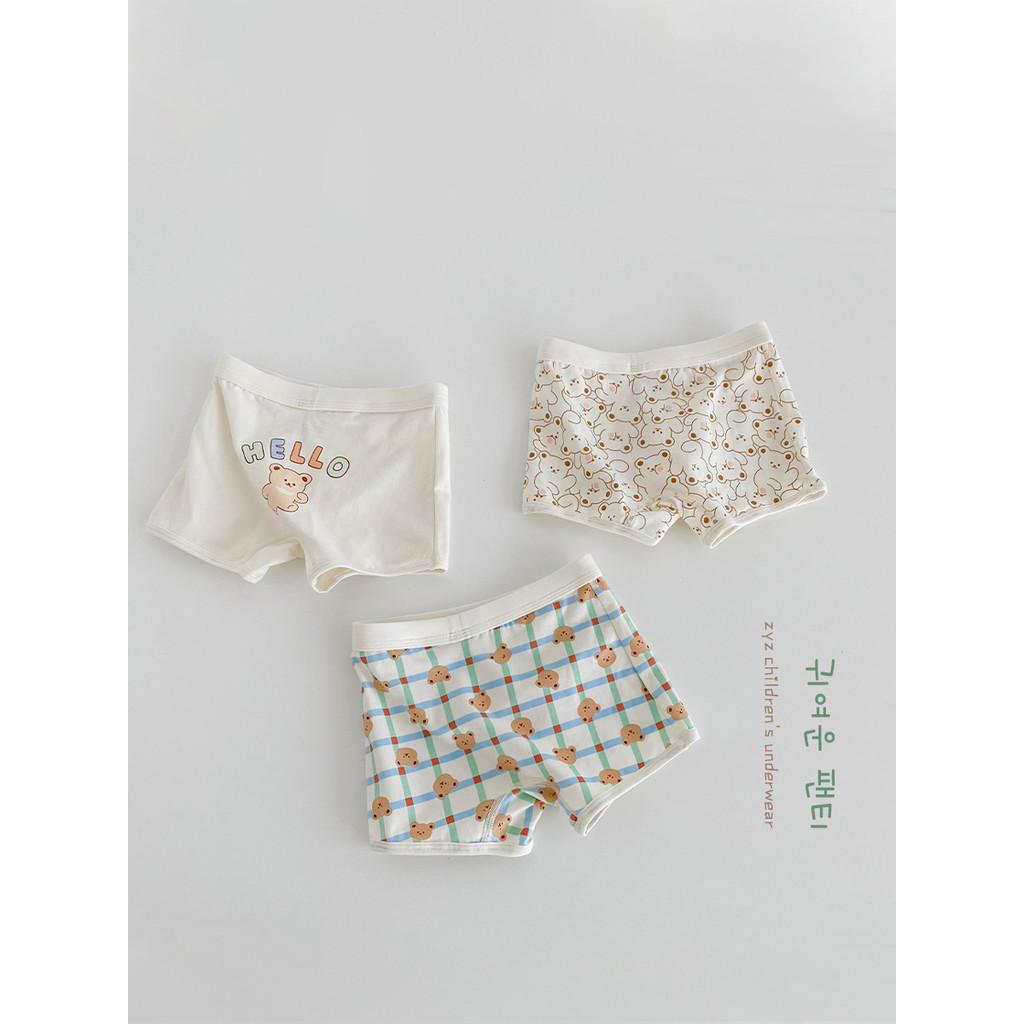 Crianças roupa interior de algodão puro boxer meninos boxer Shorts do bebê cuecas médias grandes crianças meninos calças