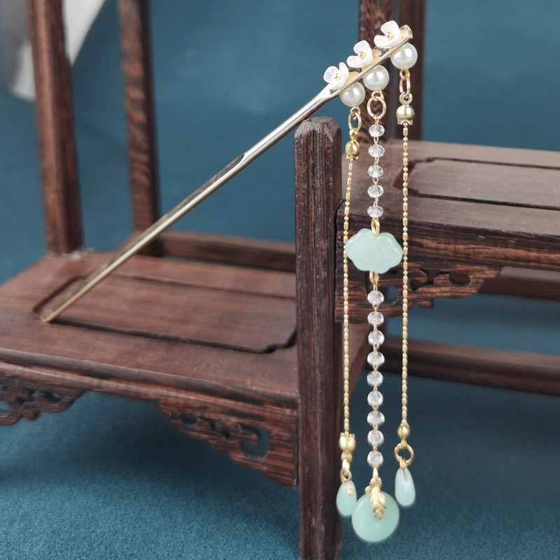 Antigo hairpin Metal simples temperamento moderno feminino Hanfu acessórios borla passo agitando traje antigo cocar aces