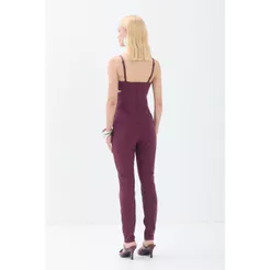 Calca de Couro Acostamento em Pu Act Moda Feminina Legging Couro Frente & Poliamida Costas