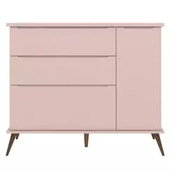 Cômoda Infantil 1 Porta 3 Gavetas 100% MDF Pés Retrô Mel P04 Rosê - Mpozenato