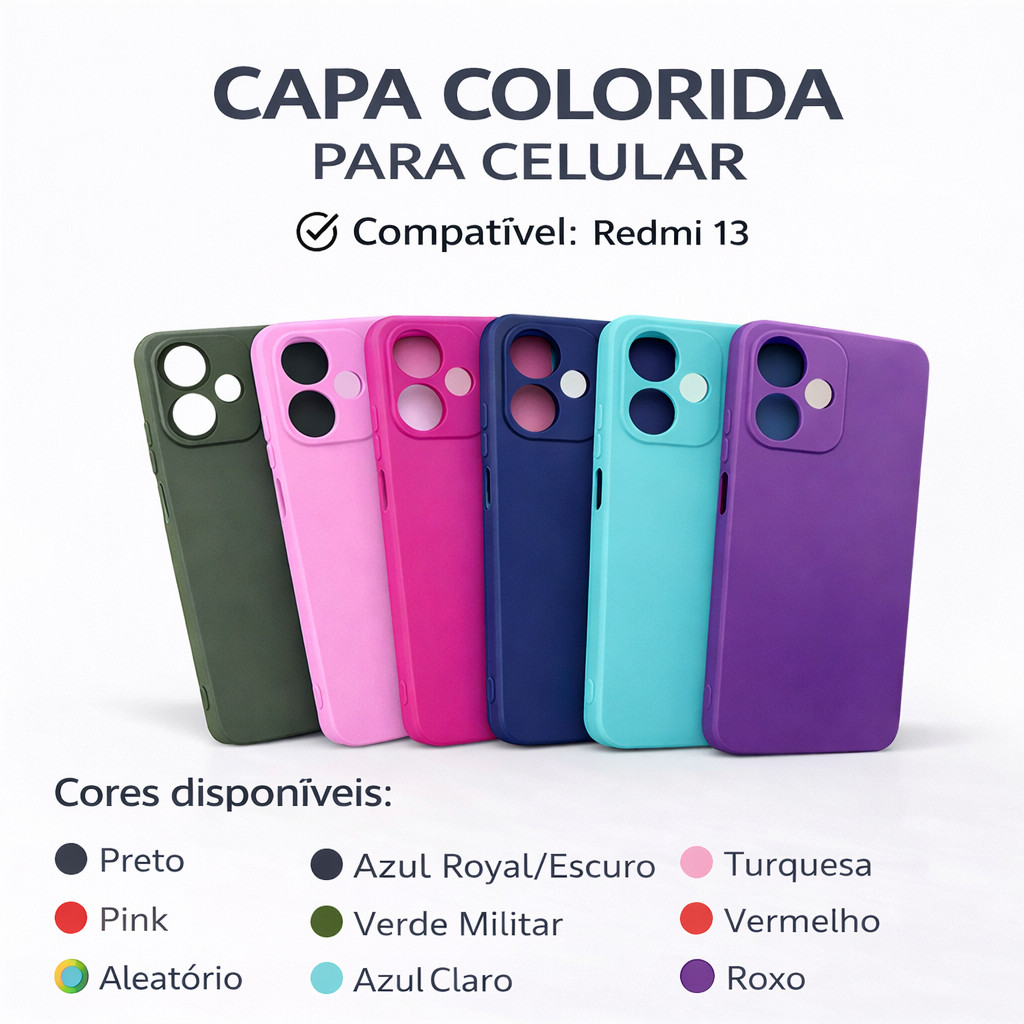 Capinha de Silicone Aveludada Para Redmi 13 Xiaomi Case Silicone Aveludada Proteção Total