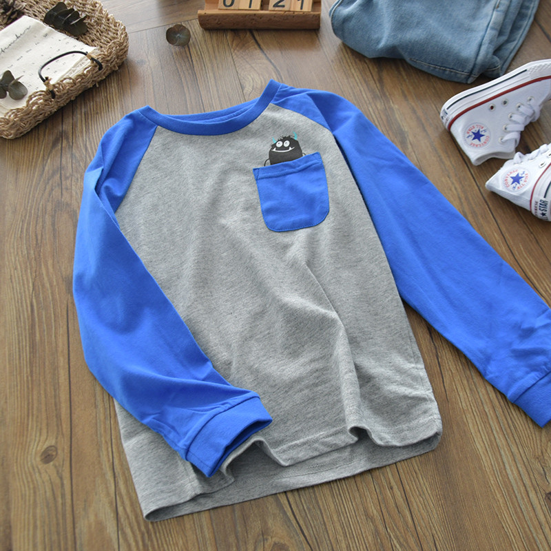 Crianças crianças puro algodão Raglan manga comprida camiseta meninos bebê primavera outono algodão em torno do pescoço 