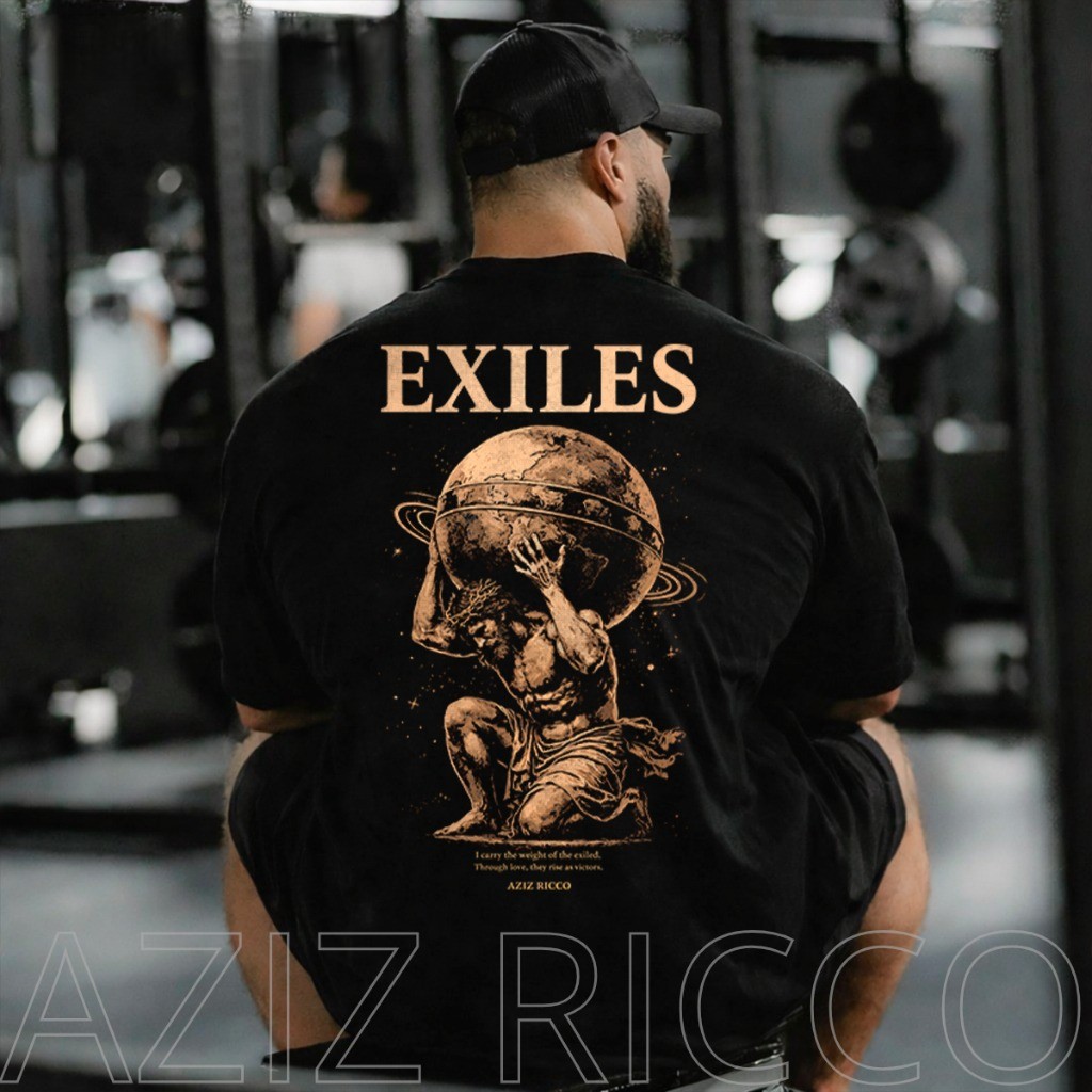 [Camiseta Vintage Masculina Algodão]HYP Camiseta Oversized Academia Cristo EXILES 100% Algodão Premium dia a dia