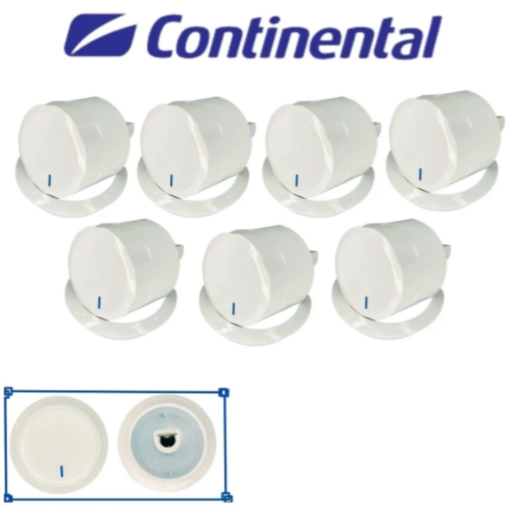 Botão Fogão Continental Branco Com Moldura Kit 7 Peças