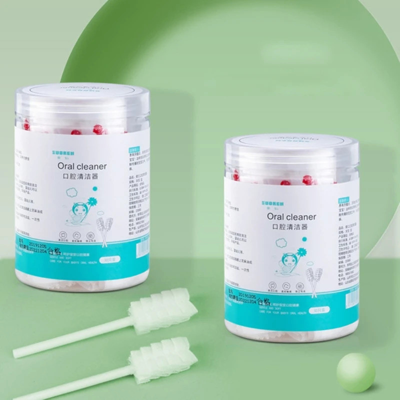 30 Peças/Caixa Escova de Limpeza de Língua para Bebês, Escova de Dentes Descartável de Gaze com Haste de Papel, Bastão d