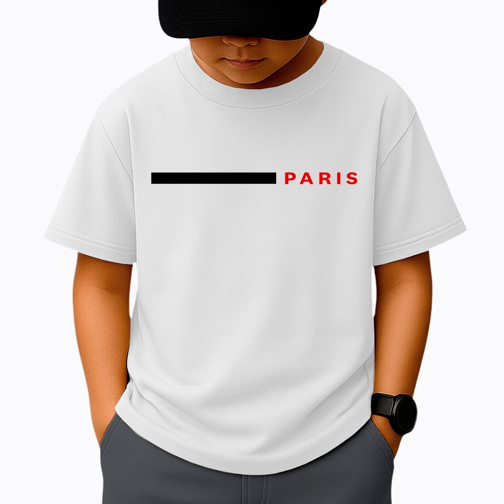 Camiseta Infantil Criança Paris 100% Algodão Manga Curta Gola Redonda Fio 30.1 Penteado