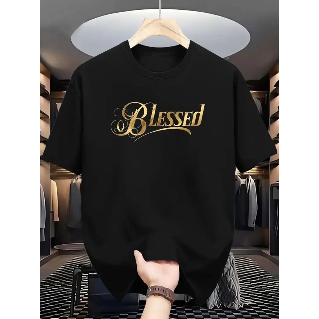 Camiseta Masculina Estampada Blessed Abençoado Novidade Camisa 100% Algodão Estilosa