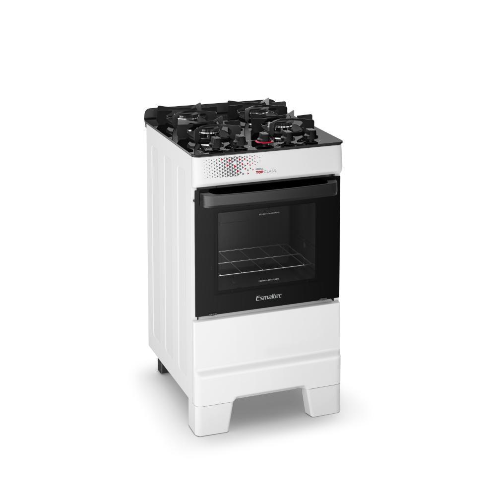 Fogão Esmaltec Ideal Top Glass 4 Bocas 50L Bivolt Branco Com Acendimento Automático