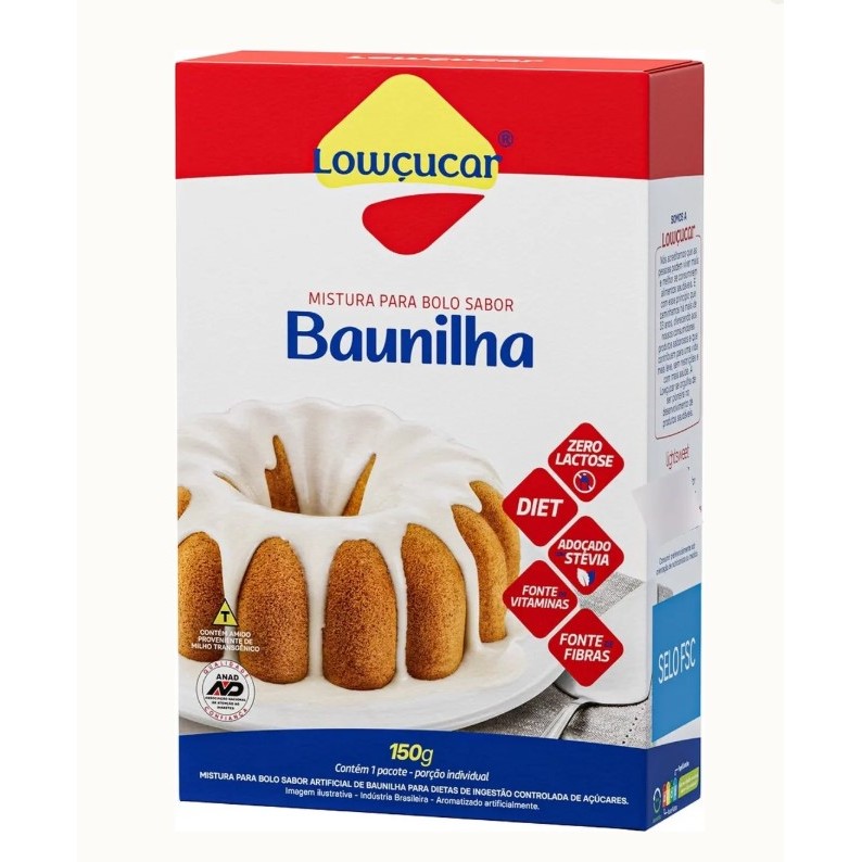 Pó p/ Preparo Bolo de Baunilha Zero Açúcar 150G - Lowçucar